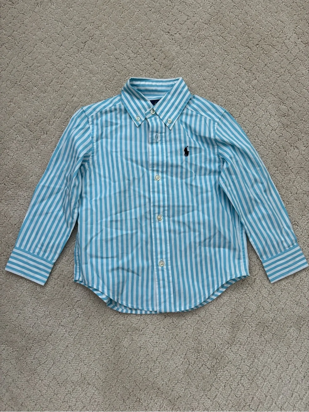 Ralph Lauren Light Blue & White Striped Button-Down Shirt for Kids